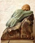 Antique 1900s Era Child Jesus Resting Rock of Ages Chalkware Religious Statue — photo 4