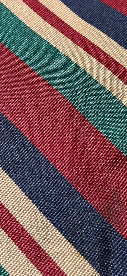 Boston Harbor Mens 100% Silk Classic Repp/Strip Necktie Red Blue Khaki Green USA - Image 2 of 3