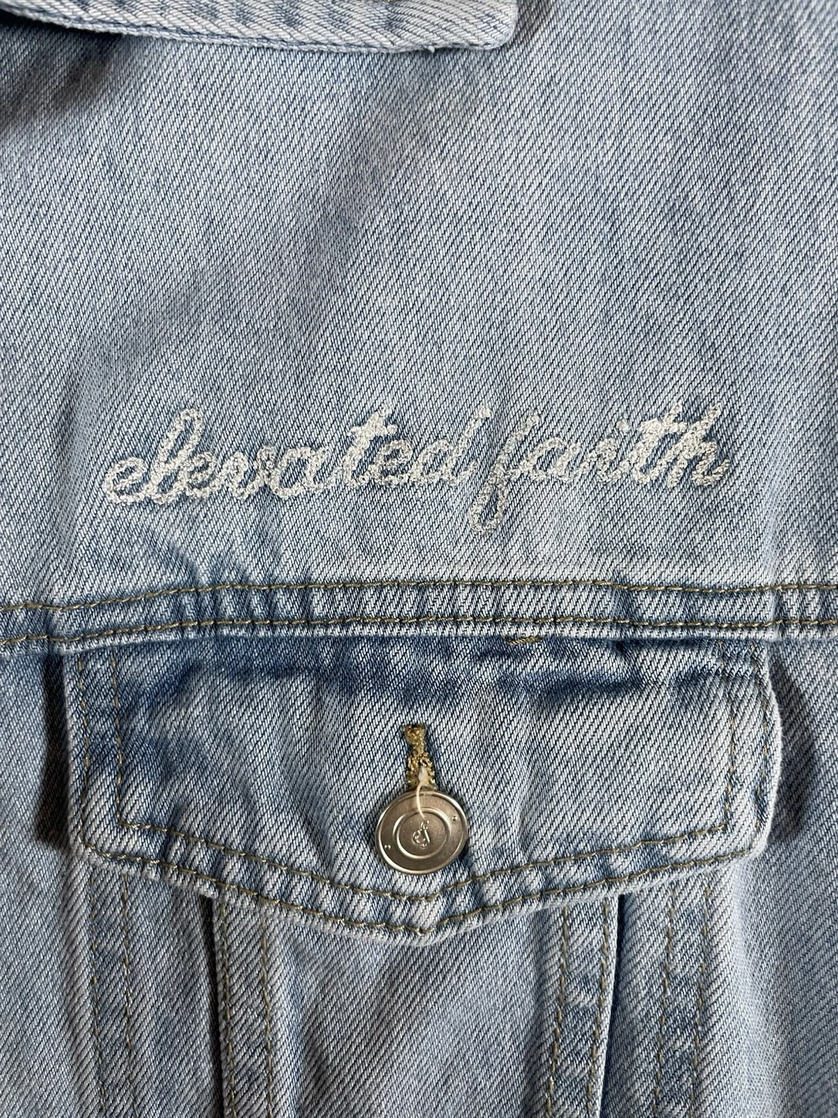 Elevated Faith What A Friend In Jesus Denim Jacket Size Large Unisex Adult - product detail image 6