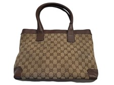 GUCCI GG Monogram Canvas Tote Brown Leather Bag Purse EXCELLENT CONDITION | COA