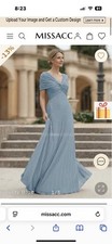 Dusty Blue V-Neck 1/2 Sleeve Floor-Length Chiffon Mother Of The Bride Dress