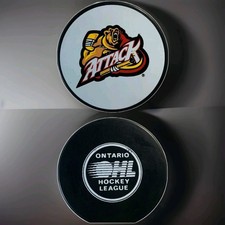 OWEN SOUND ATTACK ONTARIO 🏒Vintage LEAGUE GAME PUCK VEGUM MFG. Made In SLOVAKIA