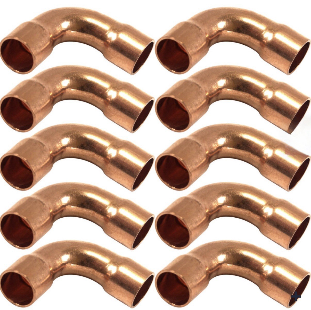 (10 PACK) ACR HVAC 3/8" Long Radius Bell End 90° Copper Elbow.