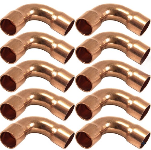 (10 PACK)  ACR HVAC 3/8" Long Radius Bell End 90° Copper Elbow.