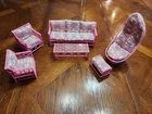 Barbie Furniture Set Living Room Patio - Vintage 1985 - 6 Pieces & Cushions