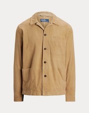 New Polo Ralph Lauren Men's Suede Utility Jacket Beige - Large NWT 1198