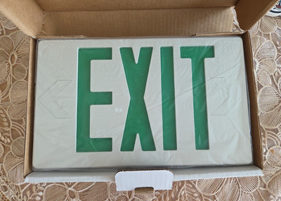 NIB Navilite Exit and Emergency Lighting Green 6 in. Letters Thermoplastic LED