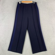 St. John Wide Leg Pants Women's Medium M Navy Pintuck Side Taped Stretch Ponte