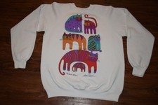 Laurel Burch Cats vtg San Francisco Raglan Sweatshirt 90s Usa Made Tag L fit M/L