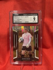 2008 Donruss 114 Hope Solo Gold 12/25 CGC 9 Auto 9 Rare Rookie Card Pop 1 USA. rookie card picture