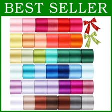 Multicolor Satin Ribbons for Crafts 40 Rolls