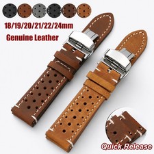 Vintage Leather Watch Strap 18 19 20 21 22 24mm Butterfly Clasp Quick Release