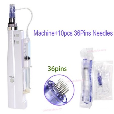Microneedling Pen Mesotherapy Gun With 10Pcs 36Pin Replacement Cartridges Tips