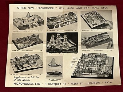 NOS 3D MICROMODELS ALL 9 MODELS FROM THEIR 1950's BROCHURE-COMPLETE-NEVER OPENED