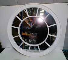 Home Window Round Mirror White Plastic Wall Mounted Lounge Décor 71x71cm