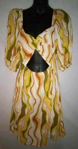 Minkpink Ziggy Short Sleeve Tie Back Midi Dress in Abstract Print Small NWT $159 - Picture 3 of 7