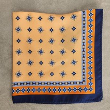 Cremieux Pocket Square Golden Blue 100 Silk Foulard Pochette Formal New 35