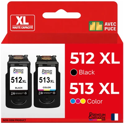 Pack 2 Cartouches compatible pour Canon PG512 CL513 Noir Couleur - Photo 1/4