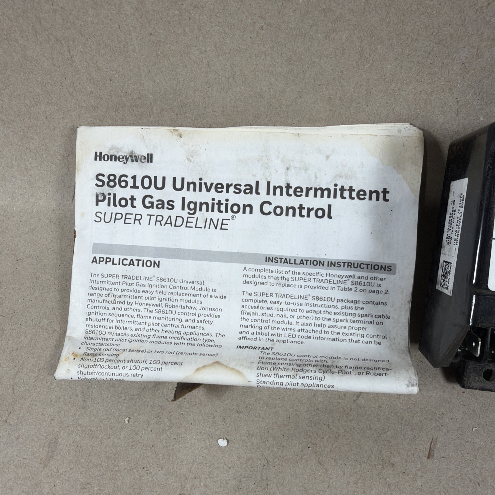 NEW🔥 Honeywell S8610U Universal Intermittent Pilot Ignition Control S8610U3009