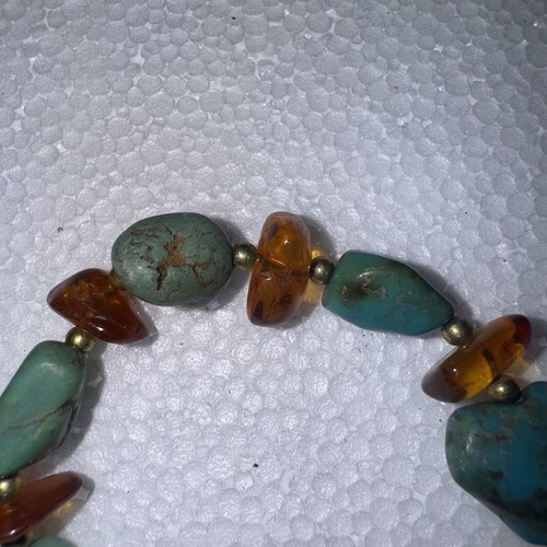 Lee Sands Turquoise & Amber Necklace Bracelet - Picture 3 of 5