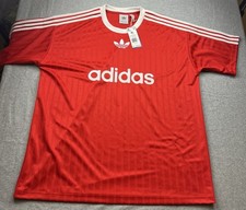 adidas Originals Trefoil Poly T-Shirt Men s Size XL Relaxed IM9458 Red/White NWT