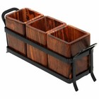 Multipurpose Wood and Wrought Iron Spoon Holder Stand, with 3 Wooden jar