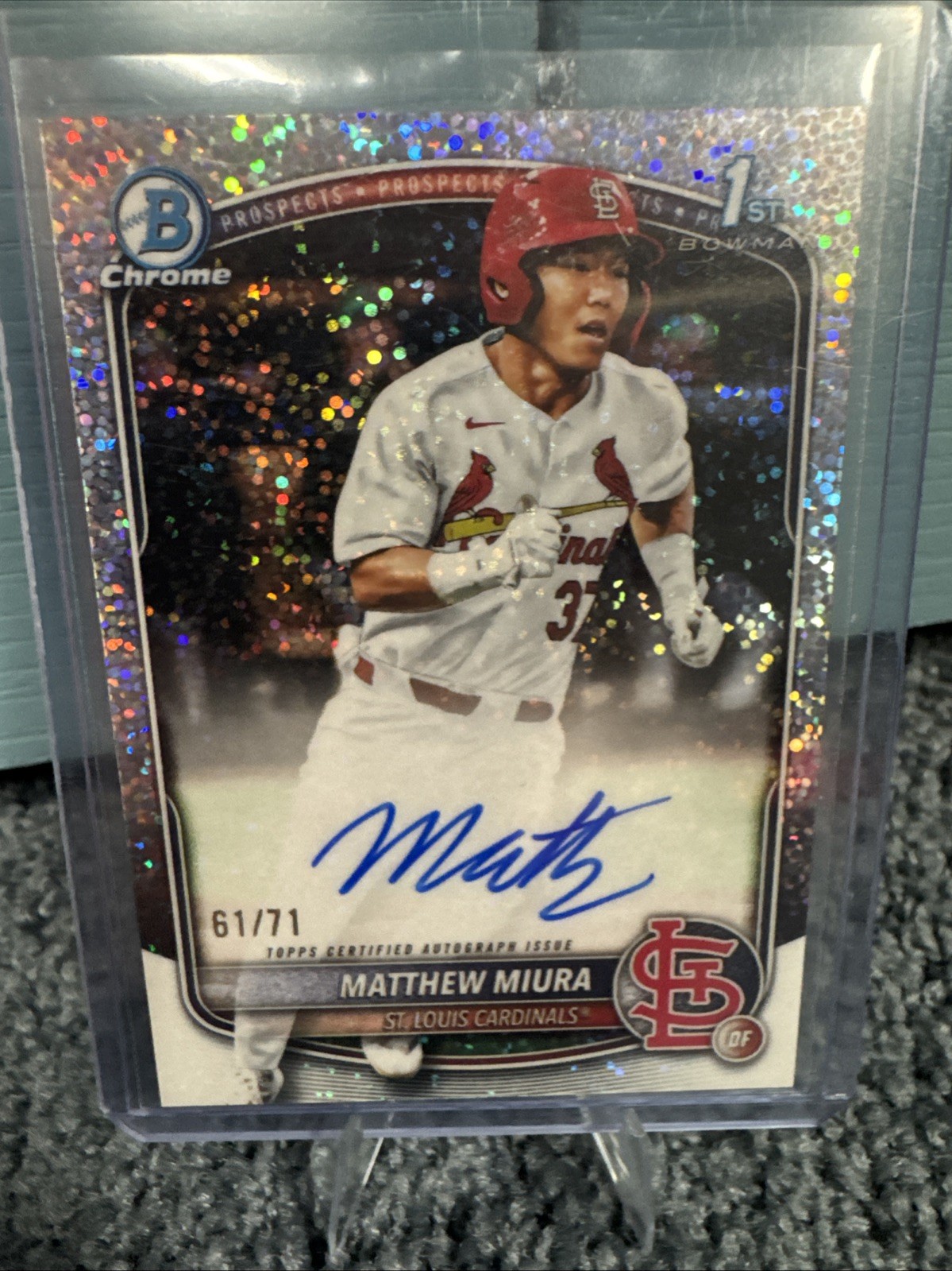 Matthew Miura 2025 Bowman Draft 1st Chrome Prospect Auto Sparkle Refractor /71