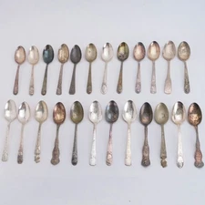 24Piece Assortment Silverplate Souvenir Teaspoons Characters States Presidents