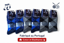 LOT DE 12 PAIRES DE CHAUSSETTES JACQUARD - INTARSIA ELATHANE TOP QUALITÉ