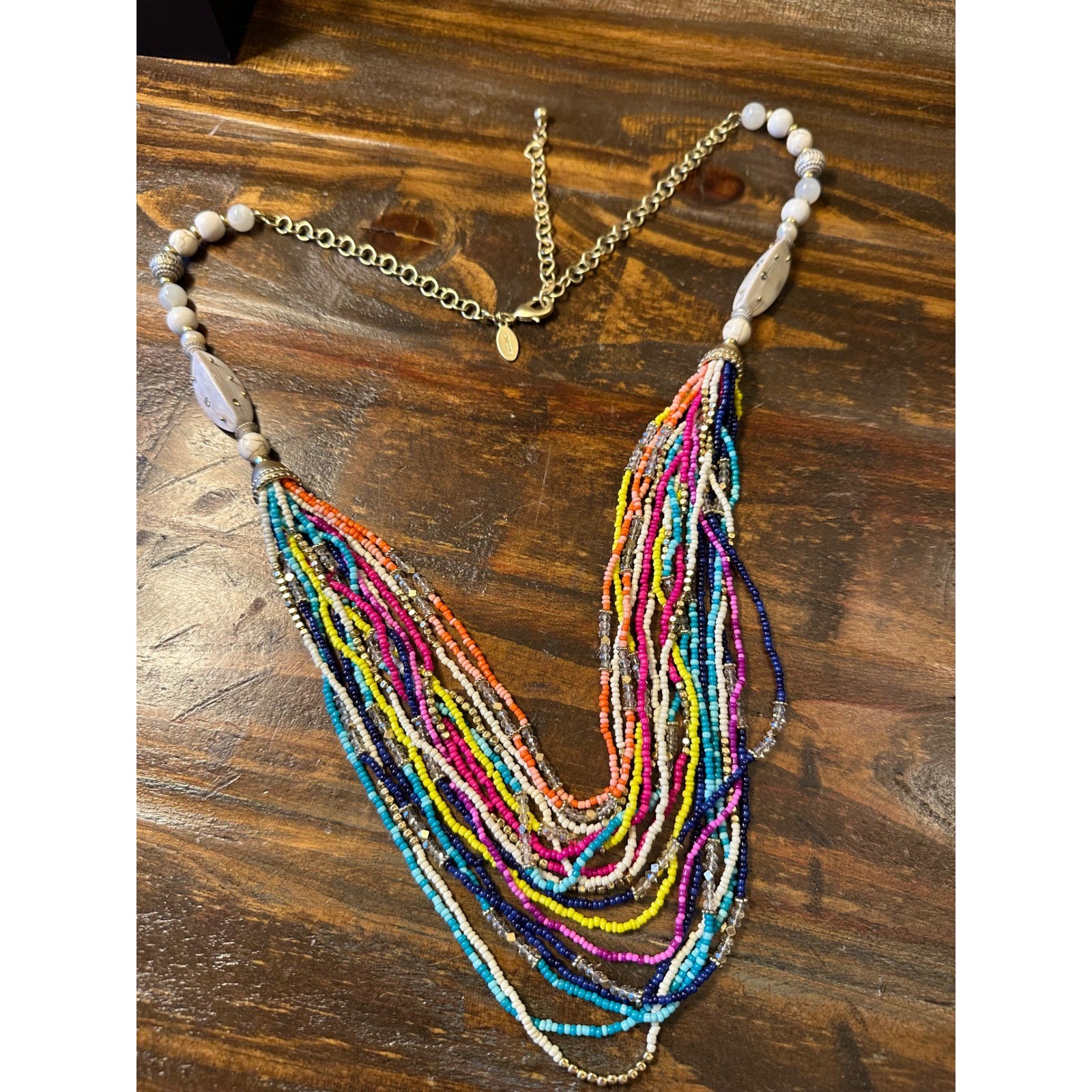 Chicos Multistrand Seed Bead Statement Necklace M… - image 1