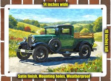 Metal Sign - 1930 Ford Pickup Truck 5 Watercolor - 14x10