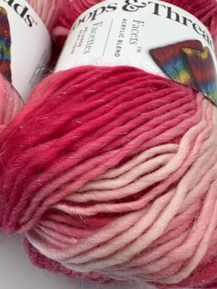 Lot of 2 Loops and Threads Facets Yarn ‘Dragon Fruit’ Pink Shimmer 3.5 Oz/279 Yd - Image 4 of 4