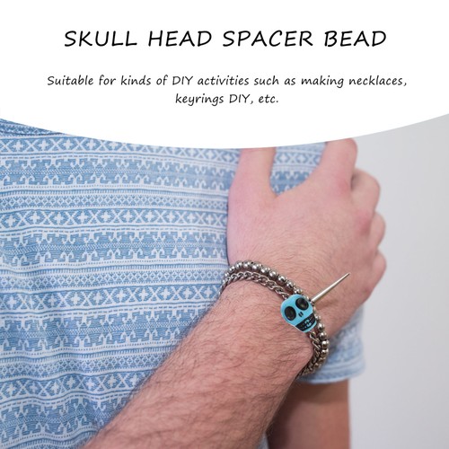 100 PIEZAS Pulsera Cabeza de Calavera Cuentas Hacer Hallazgos Halloween Decoración del Hogar - Imagen 2 de 12