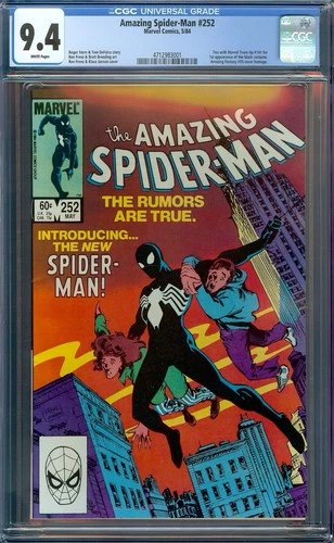 Amazing Spider-Man #252 1st Print CGC 9.4 WHITE Marvel 1984 1st Black Suit