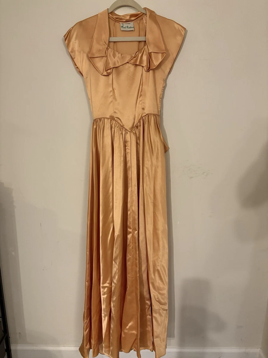 1940s gold dress Vintage Dresses for Women for sale neckline_Strapless