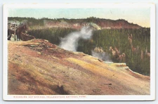 Washburn Hot Springs Bloom Brothers Yellowstone Park Wyoming Men Horses Postcard
