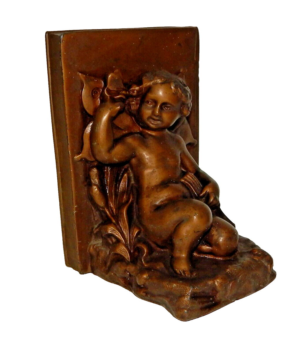 Antique Ronson Art Nouveau Fairy Pixie Cherub & Butterfly Bookend