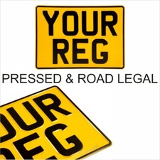 One Rear Yellow Square 11x8 Pressed Number Plates Metal Trailer GB UK Road Legal