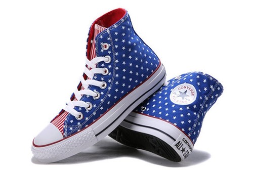 BRAND NEW MANY SIZES CONVERSE CHUCK TAYLOR ALL STAR BLUE WHITE STAR RED HI TOPS - Picture 5 of 6