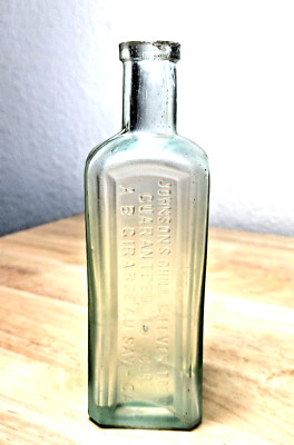 1890s Antique Aqua Cure Bottle JOHNSON S CHILL AND FEVER TONIC Savannah Georgia