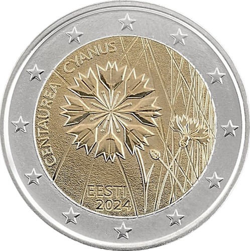 Estonia moneta da 2 euro 2024 ""Fiore nazionale estone, il fiordaliso