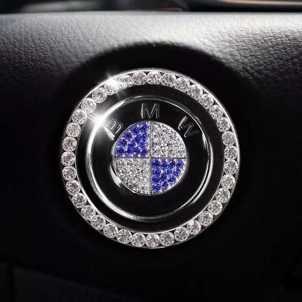 BMW Start button Bling Car Décor Crystal Rhinestone Car Bling Ring Emblem