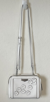 Simply Vera White Handbag With White Flowers Accents & Silver Hardware,READ DESC