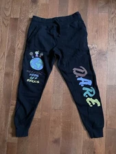 DARE to Keep Kids Off Drugs Pants Men Black Jogger Sweatpants Size Medium