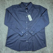 Beninos NWT Mens XL Navy Blue Slim Fit Button Up Dress Shirt Regular Fit
