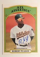 2021 Topps Heritage Minors Robert Puason Real One Auto #ROA-RP rookie Athletics