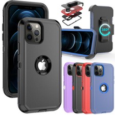 For iPhone 12 Case/ iPhone 12 Pro Max Case, Hybrid Armor Stand Belt Clip Holster