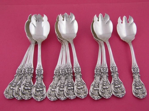 12 Sterling REED & BARTON Ice Cream Forks FRANCIS I new mark ~no mono