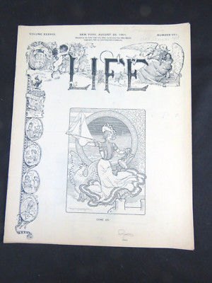 August 22, 1901 Life Magazine Albert D Blashfield Cover Signed by Charles Lummis