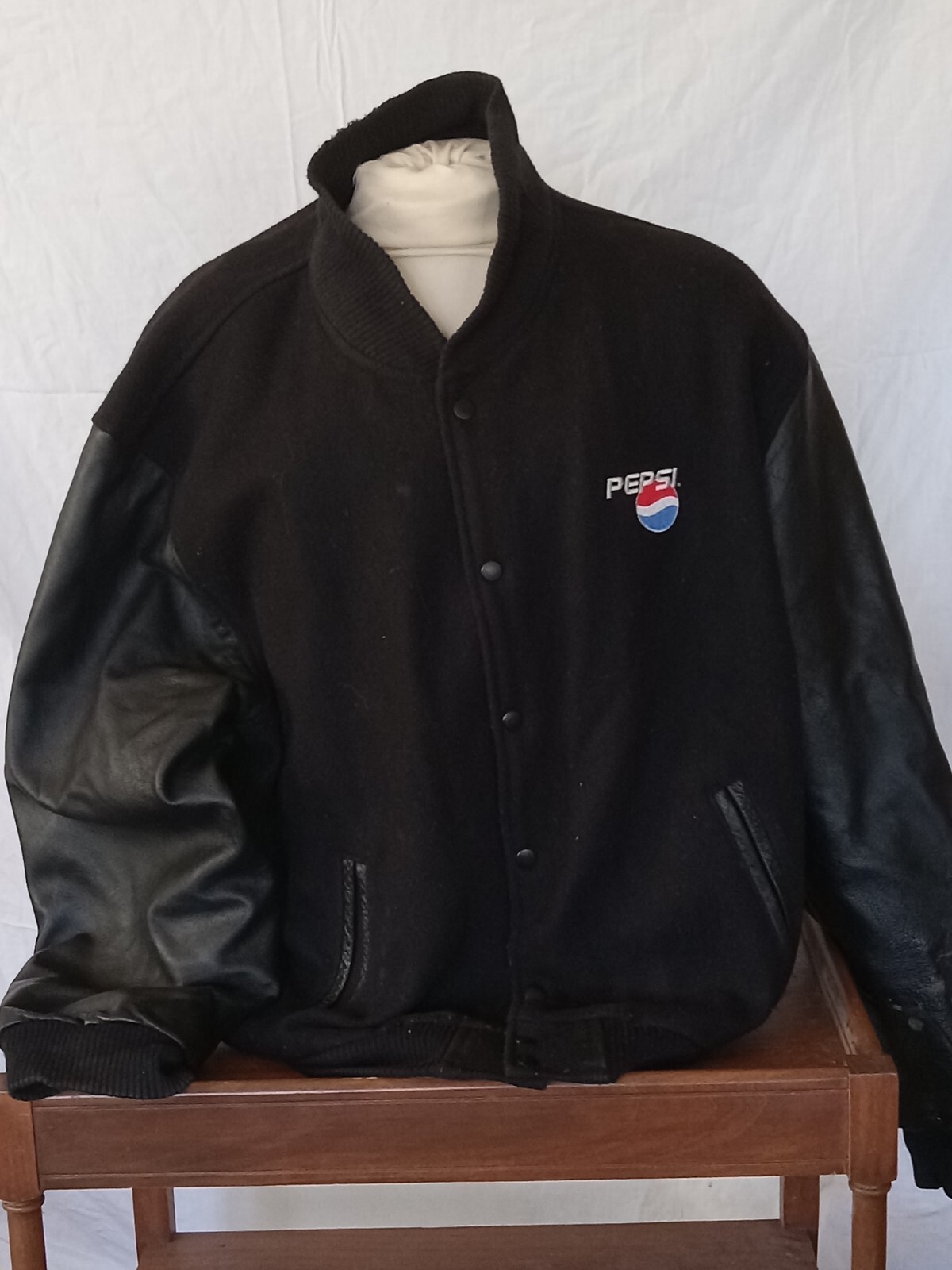 Pepsi Bomber Varsity Jacket XXL MacMurray Wool Leather Rib Knit Cuffs Collar